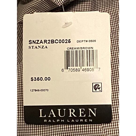 Lauren Ralph Lauren Men's 40 Short Raincoat Stanza Cream Brown Houndstooth NEW - Picture 9 of 11